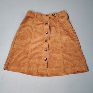 Brown Forever 21 Frontbutton Corduroy Skirt Size S